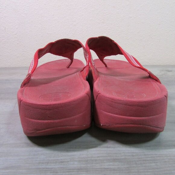 fitflop Women's 9 Flip Flop Thong Sandals Red & White Stripe - Picture 9 of 10